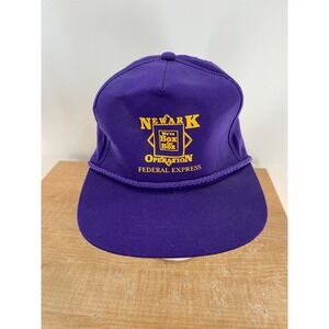 Vintage Yupoong Federal Express Newark Purple Snapback Rope Trucker Hat FedEx